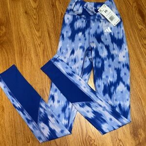 Adidas Blue and White Patterned Leggings